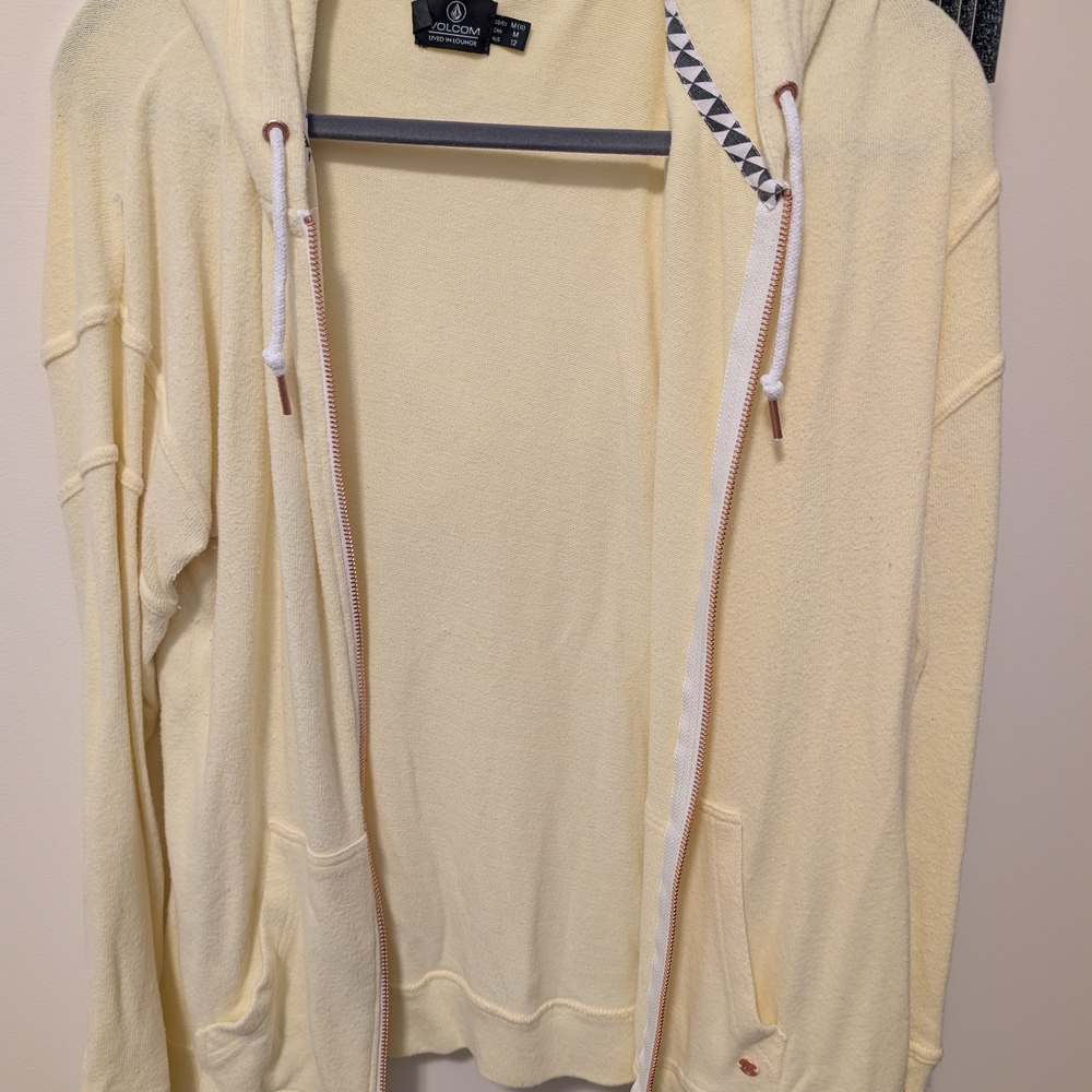Volcom Light Yellow Hoodie with Drawstring